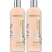 Sulfate Free Shampoo and Conditioner with Moroccan Argan Oil - Safe For Colored Hair And Keratin Treatments - Best for Damaged, Dry, Curly Or Frizzy Hair - 16oz Set Made in USA by LuxeOrganix