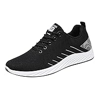 Men Walking Sneakers Casual Walking Shoes Men Walking Sneakers Casual Walking Shoes Fashion Summer and Autumn Men Flat Mesh Breathable Stripes Solid Color Casual