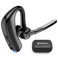 Bluetooth Headset Dual-Mic ENC +CVC 8.0 Noise Cancelling Aptx HD HiFi Stereo15Hours HD Talktime 200Hours Standby Bluetooth Earpiece Compatible for iOS/Android Cellphone with Storage Case