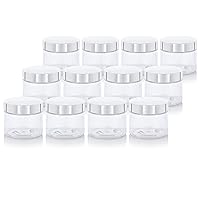 6 oz Clear PET Plastic Low Profile Jar with Silver Metal Overshell Lid (12 Pack)