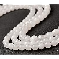 Natural White Jade Beads Smooth Polished Round 4mm-12mm 15.4 Inch Full Strand for Jewelry Making (GJ19) (8mm)