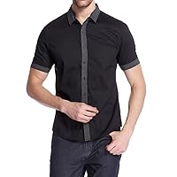 Men's Causal Short-sleeve Leisure Shirt Black