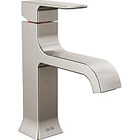 Delta Faucet Velum Curved Spout Single Hole Bathroom Faucet, Brushed Nickel Bathroom Sink Faucet, Single Handle Bathroom Faucet, Bath Faucet, Pop-Up Drain Assembly, Stainless 539-SSMPU-DST