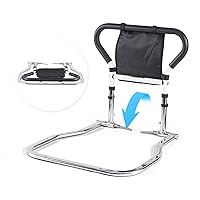 VEVOR Bed Rails for Elderly Adults, 90° Foldable Bed Assist Rails for Seniors, 2-Level Height Adjustable, 300LBS Loading Bed Side Rails Bed Cane, with Storage Pocket Fits King Queen Full Twin Bed