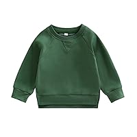 Unisex Baby Solid Color Cotton Sweatshirt Pullover T-Shirt Toddler Boy Girl Long Sleeve Crewneck Sweater Blouse Tops