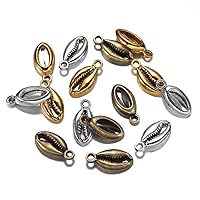 20pcs/lot 17x8mm Plated Antique Gold Bohemian Cowrie Conch Shells Charm Pendant For Necklaces Bracelet Jewelry Makings Supplies