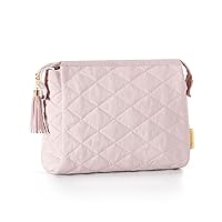 BAGSMART Makeup Bag Travel Cosmetic Bag, Puffy Make Up Bags for Women Large Capacity Makeup Organizer Case, Wide-open Pouch for Purse Storage Travel Essentials Toiletries Accessories Brushes, Pink