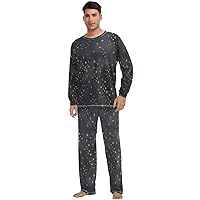 ALAZA Star Starry Night Pajama Set for Men Women,Long Sleeve Top & Bottom Sleepwear Set Soft Lounge Nightwear