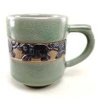 Tea Coffee Milk Mug Cup Thai Elephant Green Celadon Ceramic Pottery Gift Souvenir Collectible Collection