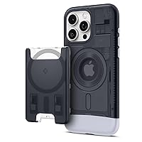 Spigen Classic C1 MagFit Case [Military-Grade Protection] and Classic C1 (MagFit) Magnetic Wallet Card Holder 3-Cards Designed for iPhone 15 Pro Max - Graphite
