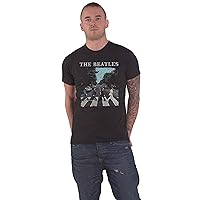 Men's The Beatles Abbey Road and Logo Short Sleeve T-Shirt X-Large Black