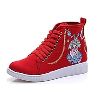 Women and Ladies' Chinese Face Embroidery Casual Fashion Sneaker Shoe