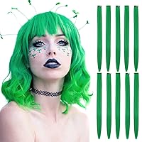 Curlable Green Hair Extensions Highlight Clip In Colored Hair Extensions Straight Colorful Single Hairpiece For Girls/Women/Kids 22 Inch Multi-Colors Synthetic Party Hair(10pcs/Set)