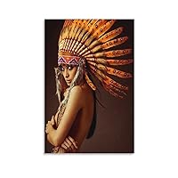 Vintage Native American Wall Art Poster Sexy Indian Wall Art Hippie Bohemian Tribal Women Wall Art Poster Decorative Painting Canvas Wall Art Living Room Posters Bedroom Painting 12x18inch(30x45cm)