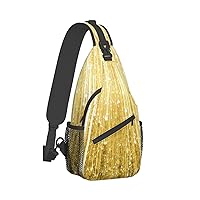 Gold Bling Print Trendy Casual Daypack Versatile Crossbody Backpack Shoulder Bag Fashionable Chest Bag