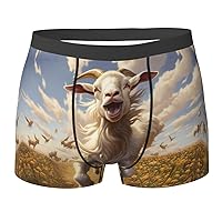 Goat Frolic Print Men's Boxer Briefs Underwear Trunks Stretch Athletic Underwear for Moisture Wicking
