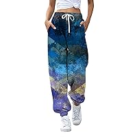 Womens Hip Hop Pants Casual Solid Color Track Cuff Lace Up Workout Pants with Pocket Womens Casual Pants