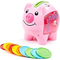 Fisher-Price Laugh & Learn Baby Learning Toy Smart Stages Piggy Bank With Music & Phrases For Infant To Toddler Ages 6+ Months
