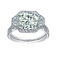 VVS1 Huge Radiant Cut Nea White Moissanite Solitaire Engagement Silver Plated Ring Color Size 7