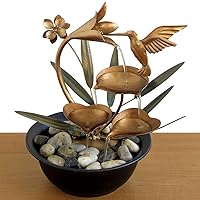 Bits and Pieces - Indoor Hummingbird Lily Fountain - Zen Tabletop Water Fountain