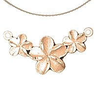 Flower Necklace | 14K Rose Gold Plumeria Flower Lei Pendant with 18