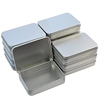 12pcs Metal Rectangular Empty Hinged Tins Box Containers 4.5x3.3x0.9 in, Mini Portable Box Small Storage Kit Home Organizer Holders For First Aid Kit, Survival Kits, Storage, Herbs Pills Crafts