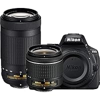 Nikon D5600 24.2MP DSLR Camera with 18-55mm VR and 70-300mm Dual Lens (Black) – (Renewed) (18-55mm VR & 70-300mm 2 Lens Kit)