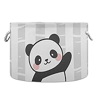 ALAZA Hello Panda Baby Shower Cute Animal Storage Basket Gift Baskets Large Collapsible Laundry Hamper with Handle, 20x20x14 in