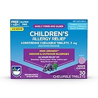 Children's Non-Drowsy Allergy Relief Chewable Tablets, Grape Flavor, Loratadine, 5 mg - 30 Count | Children's Allergy Medicine | Allergy Medication Tablets for Kids' (New)