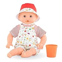 Corolle Bebe Bath Calypso Garden Delights Baby Doll - Includes Play Cup, Soft Body with Sleeping Eyes and Vanilla Fragrance, Removable Clothes, for Children Ages 18 Months and Up