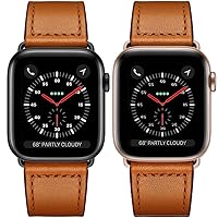 KYISGOS Compatible with iWatch Band 49mm 45mm 44mm 42mm, Genuine Leather Replacement Band Strap Compatible with Apple Watch Ultra 2/1 SE Series 9 8 7 6 5 4 3 2 1 (Brown/Black&Brown/Rose Gold, 49mm/4