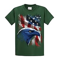 American Icon Patriotic USA Eagle in Front of American Flag T-Shirt USA Red White Blue Patriot Majestic-forest-4xl