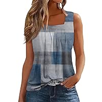 Summer Tank Tops for Women, Sleeveless Mock Turtleneck Women Undershirts for Tops Summer Women Tops Casual Loose Fit Sleeveless Tee Scoop Neck Hollow Out Tank Top Athletic Tanks (5-Blue,3XL)