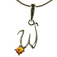 BALTIC AMBER AND STERLING SILVER 925 DESIGNER ALPHABET LETTER W PENDANT JEWELLERY JEWELRY (NO CHAIN)