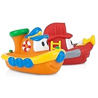 Nuby 2-Pack Tub Tugs Floating Boat Bath Toys, Colors May Vary, (Pack of 2)
