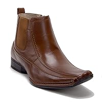 Jazamé Men's 87742 Ankle High Zipper Classic Square Toe Chelsea Dress Boots