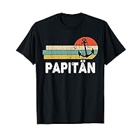 Papiton Father's Day 2022 Men's Dad Captain Vintage Boot Anchor T-Shirt