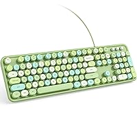 KNOWSQT Wired Computer Keyboard - Green Colorful Full-Size Round Keycaps Typewriter Keyboards for Windows, Laptop, PC, Desktop, Mac