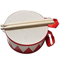 Toddler Drum Set Thick Wooden Toy Drum with 2 Mallets Educational Kids Music Funny Toddler Musical Instruments with Belt for Christmas Birthday Gift 7.9x7.9x7.1 inToy Drum