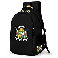 Coat Arms of Central African Backpack Double Deck Laptop Bag Casual Travel Daypack for Men Women