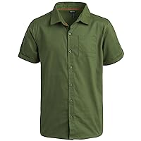 DKNY Boys' Shirt - Classic Fit Short Sleeve Button Down Shirt (Size: 4-20)