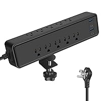 Desk Clamp Power Strip PD 20W USB C,2 Side Outlet Extender,10 Outlets,Desk Edge Power Strip for Home,Office,Fit 1.85