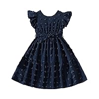 Toddler Girls Fly Sleeve Floral Prints Dress Clothes Simple Long Sleeve Dress