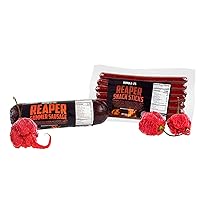 Pepper Joe's Carolina Reaper Summer Sausage and Carolina Reaper Snack Sticks, Smoked Spicy Premium Midwestern Meat, Spicy Snack Combo