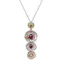 SILCASA Natural Gemstone Necklace 925 Sterling Silver Rhodium Gold Plated Pendant With Chain Costume Fashion Jewelry for Women