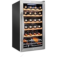 Schmécké 24 Bottle Compressor Wine Cooler Refrigerator w/Lock - Large Freestanding Wine Cellar For Red, White, Champagne or Sparkling Wine - 41f-64f Digital Temperature Control Fridge Stainless Steel