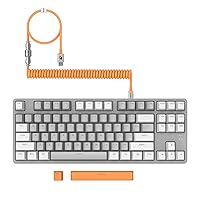 MAMBASNAKE AJAZZ AK873 Wired Hot Swappable Mechanical Keyboard, Coiled Cable, 22 RGB Backlit, Classic 3 Color PBT Floating Keycaps, 87% Keyboard with Detachable Magnet Cover, Custom DIY Keyboard, TKL