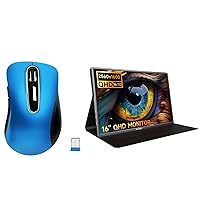 memzuoix 2.4G Wireless Mouse-Blue + Portable Monitor 16 inch 2.5K 120Hz Gaming Monitor