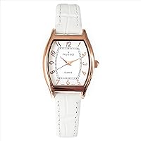 Peugeot Women's Fashion Rose Gold Cushion Shape Watch with Arabic Numerals and Genuine Leather Strap