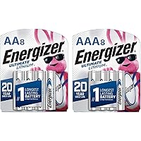 Energizer Ultimate Lithium AA Batteries and AAA Batteries, 8 Double A and 8 Triple A Batteries Combo